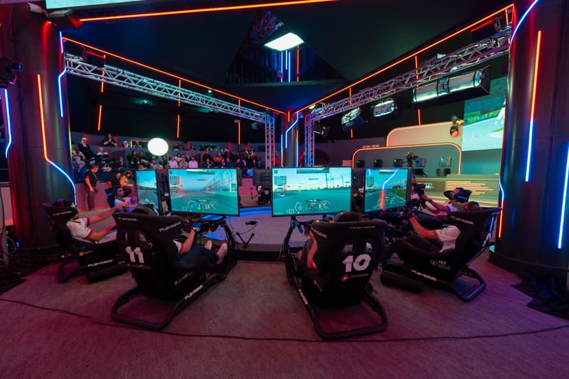 Photo of simulation rigs standing in the circle